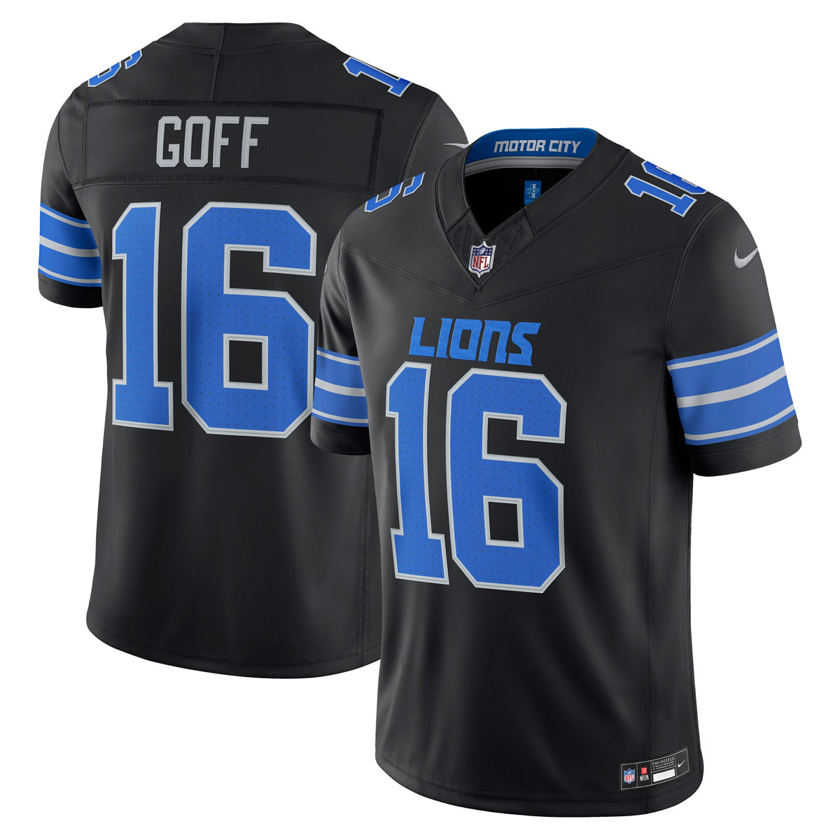Detroit Lions Jared Goff Black Alternate Vapor F.U.S.E. Stitched Limited Jersey