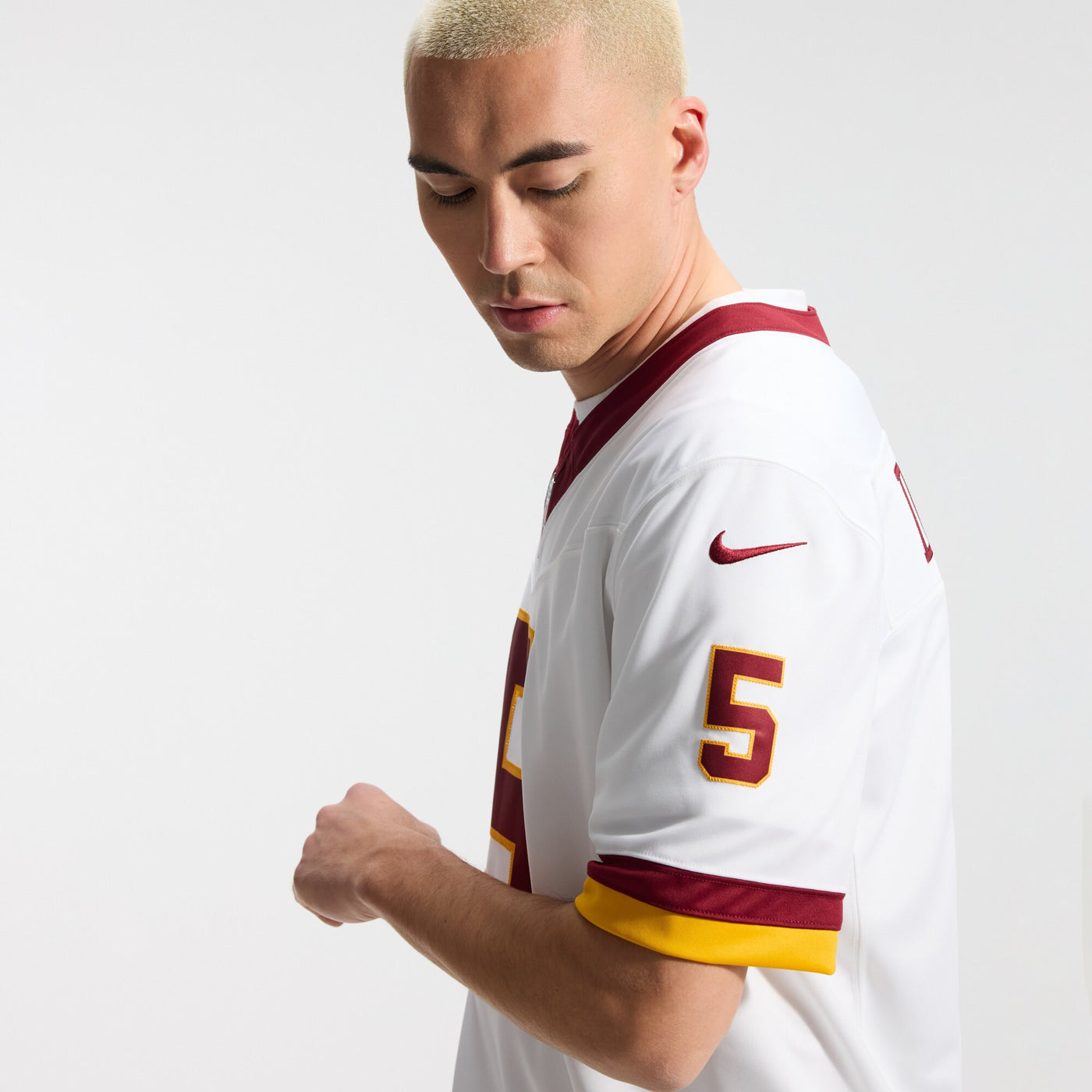Washington Commanders Jayden Daniels Nike White Vapor F.U.S.E. Stitched Limited Jersey