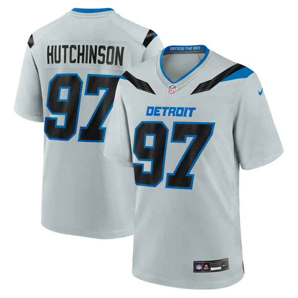 Detroit Lions Aidan Hutchinson Nike Silver 2026 Rivalries Collection Game Jersey