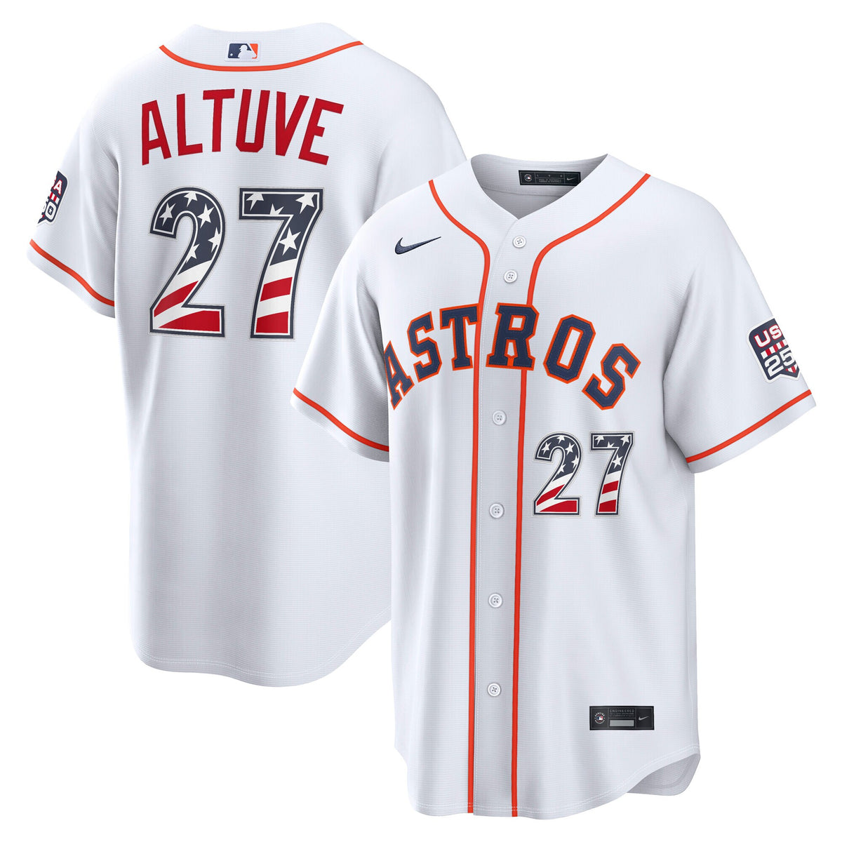 Fourth of July Houston Astros Jose Altuve White USA 250 Stadium Jersey