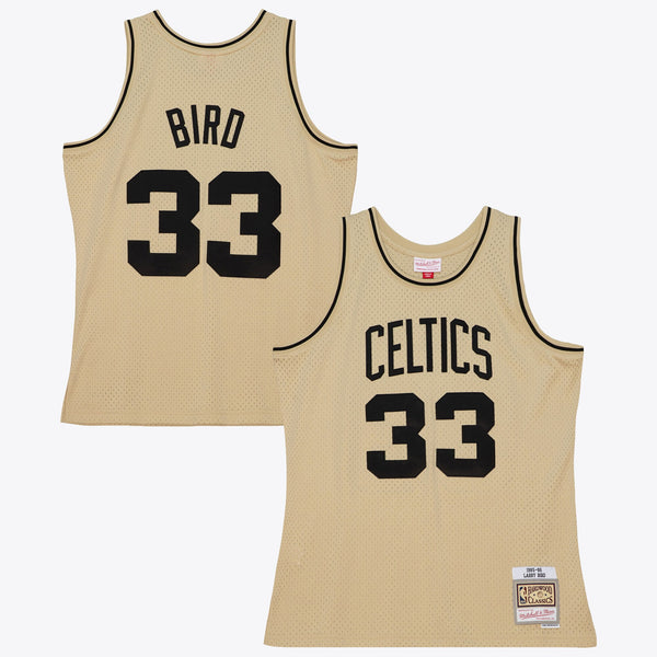 Boston Celtics Mitchell & Ness Larry Bird 1985 Swingman Jersey - Khaki