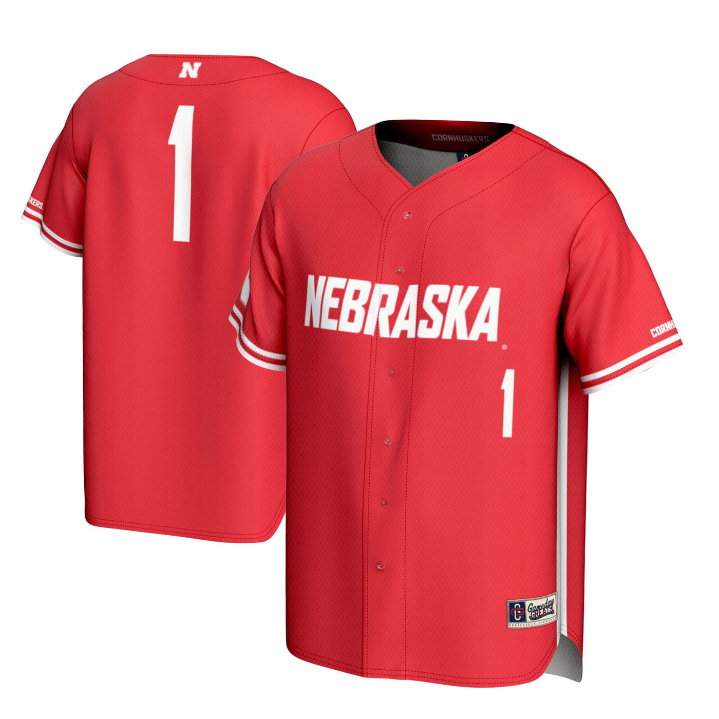 GameDay Greats #1 Scarlet Nebraska Huskers Lightweight Baseball Jersey
