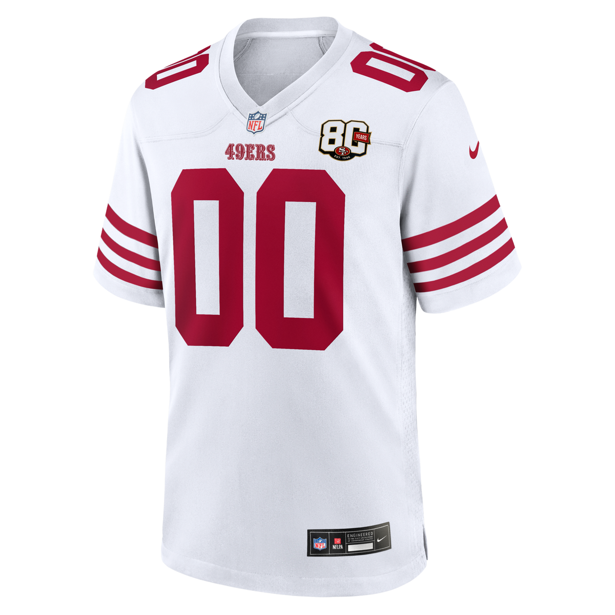 San Francisco 49ers White 80th Anniversary Custom Game Jersey