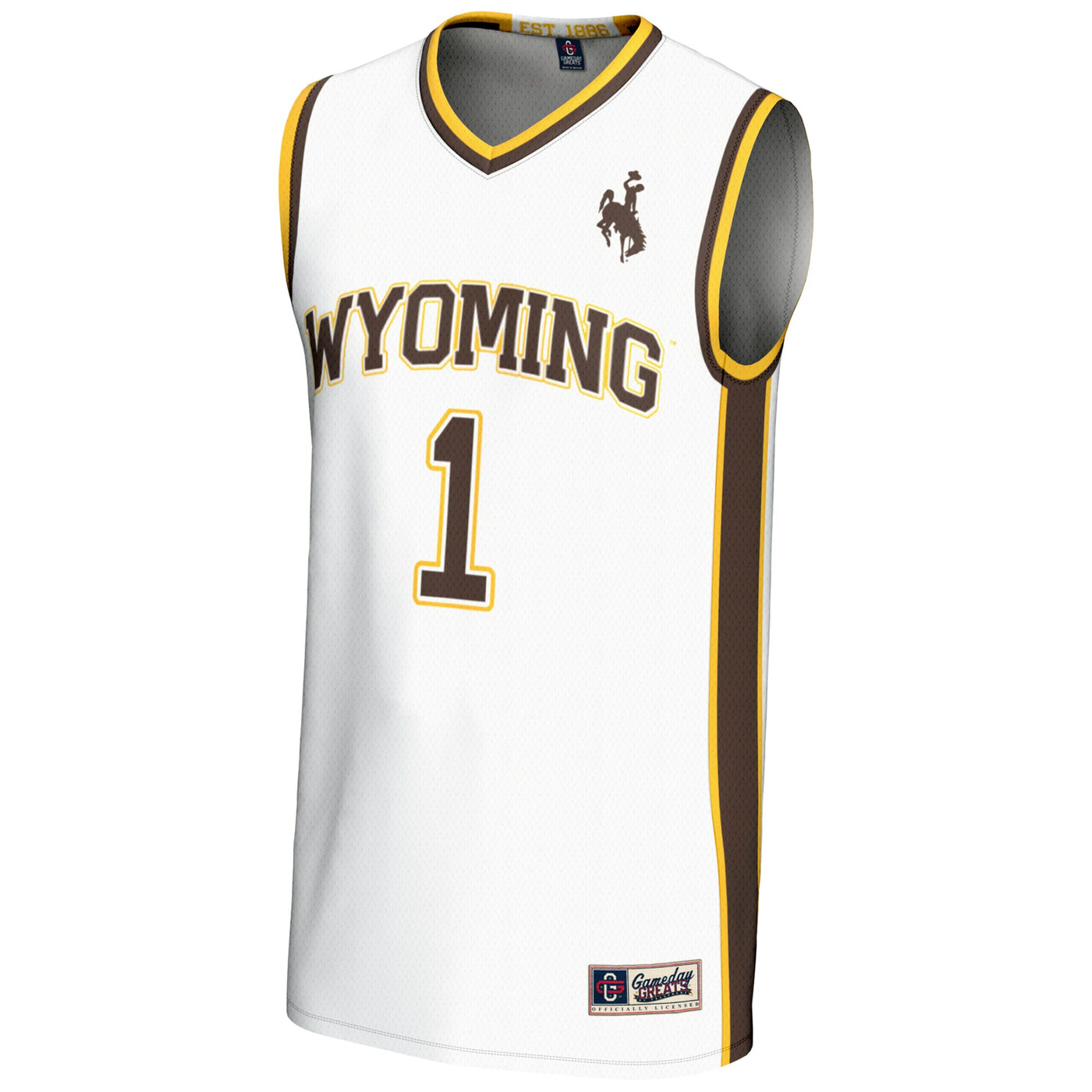 GameDay Greats #1 White Wyoming Cowboys Lightweight Basketball Jersey