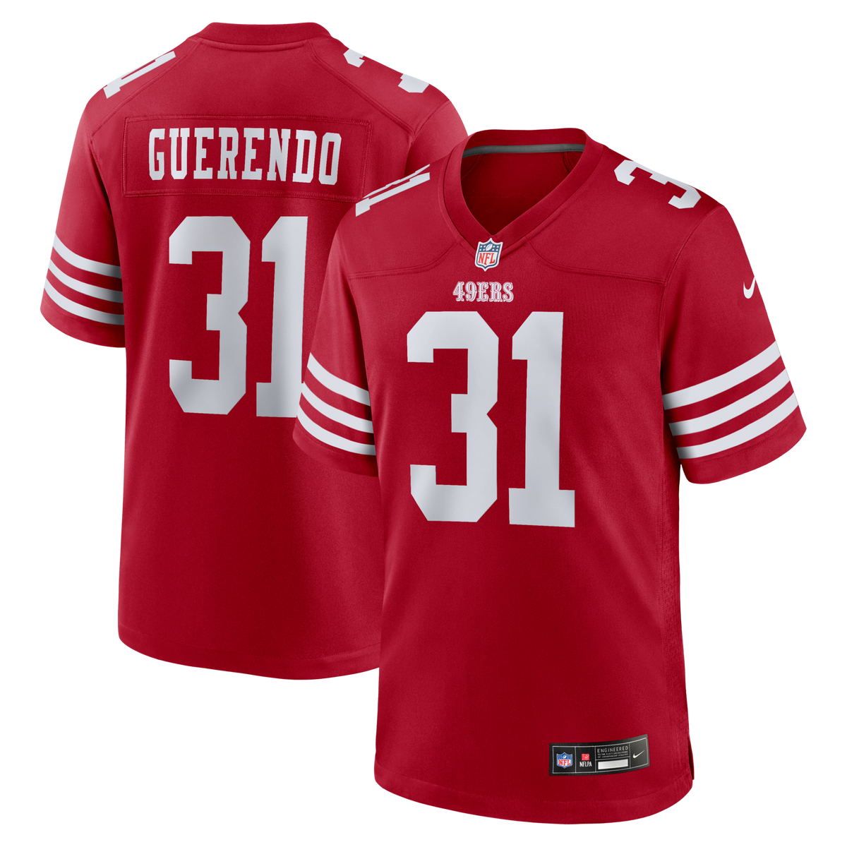 San Francisco 49ers Isaac Guerendo Scarlet Game Jersey