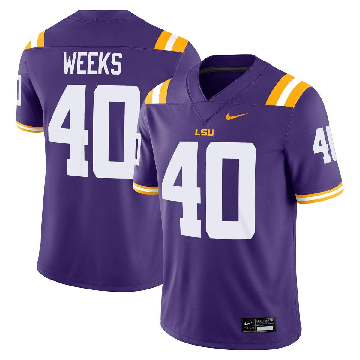 Whit Weeks LSU Tigers Home Game Jersey - Purple