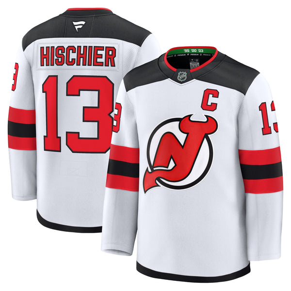 New Jersey Devils Nico Hischier Fanatics White Away Premium Jersey