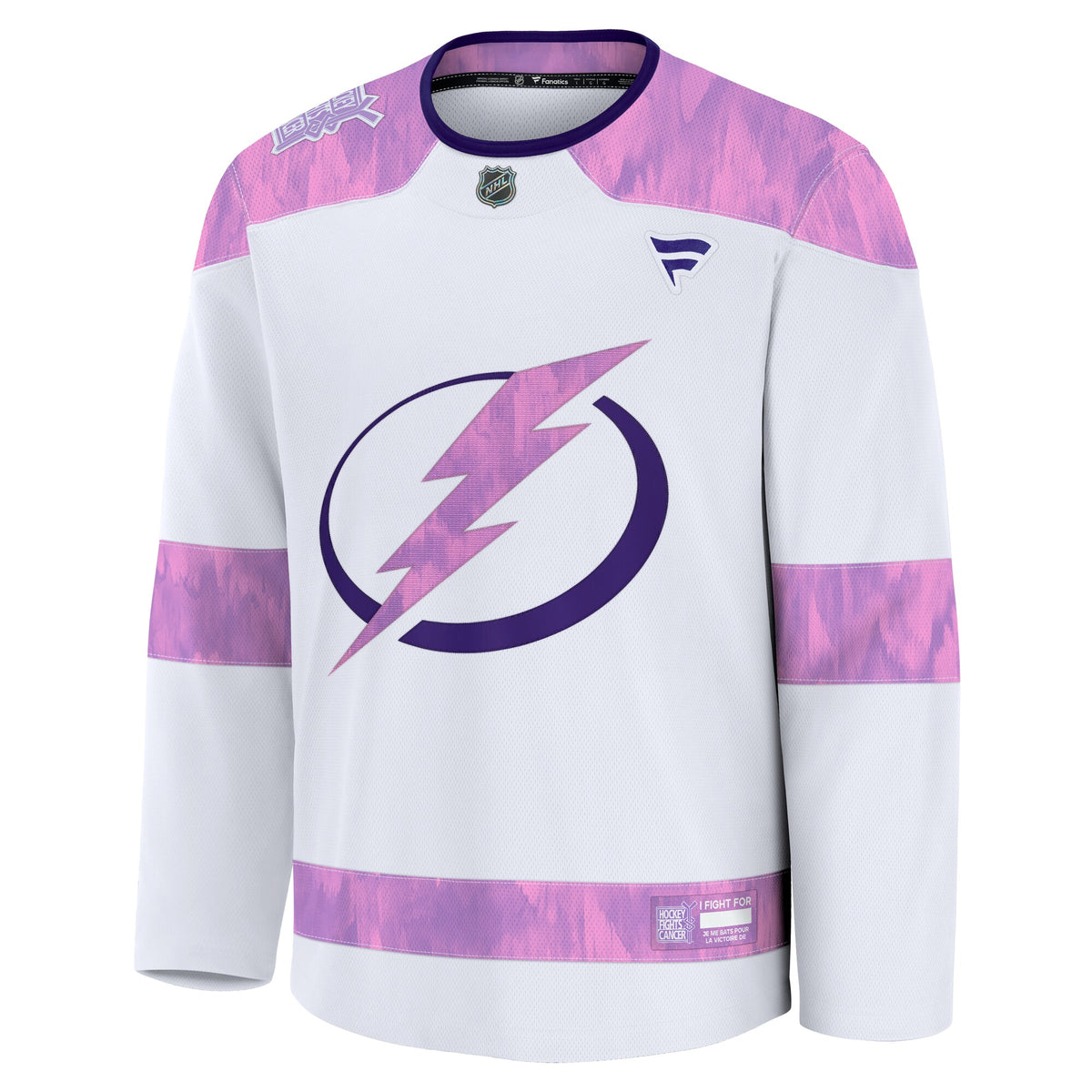 Tampa Bay Lightning Fanatics White 2024 Hockey Fights Cancer Practice Jersey