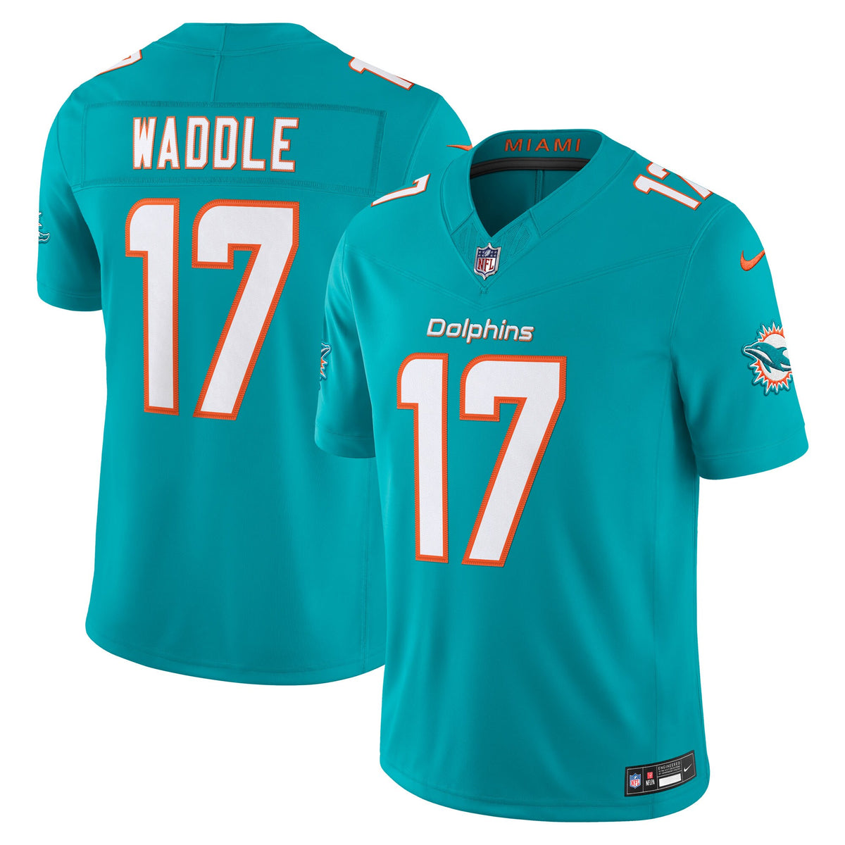 Miami Dolphins Jaylen Waddle Aqua Team Vapor F.U.S.E. Stitched Limited Jersey
