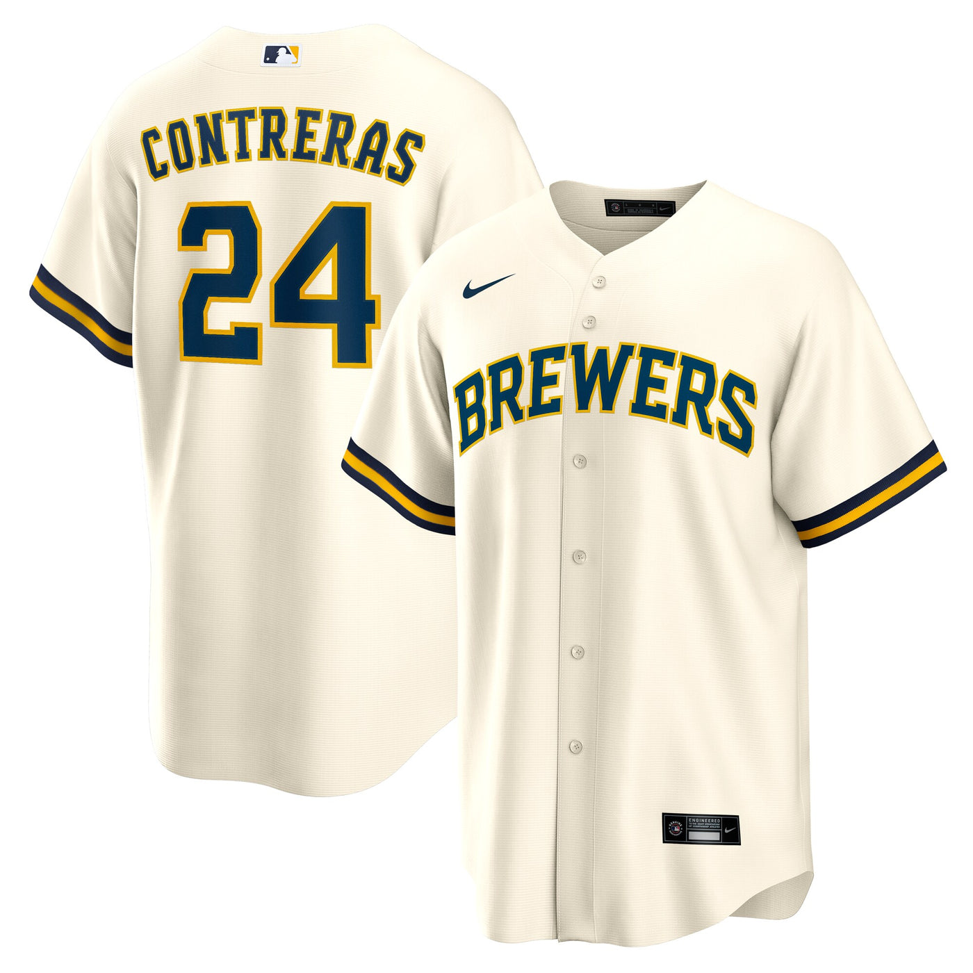 Milwaukee Brewers William Contreras Nike Cream Home Replica Jersey