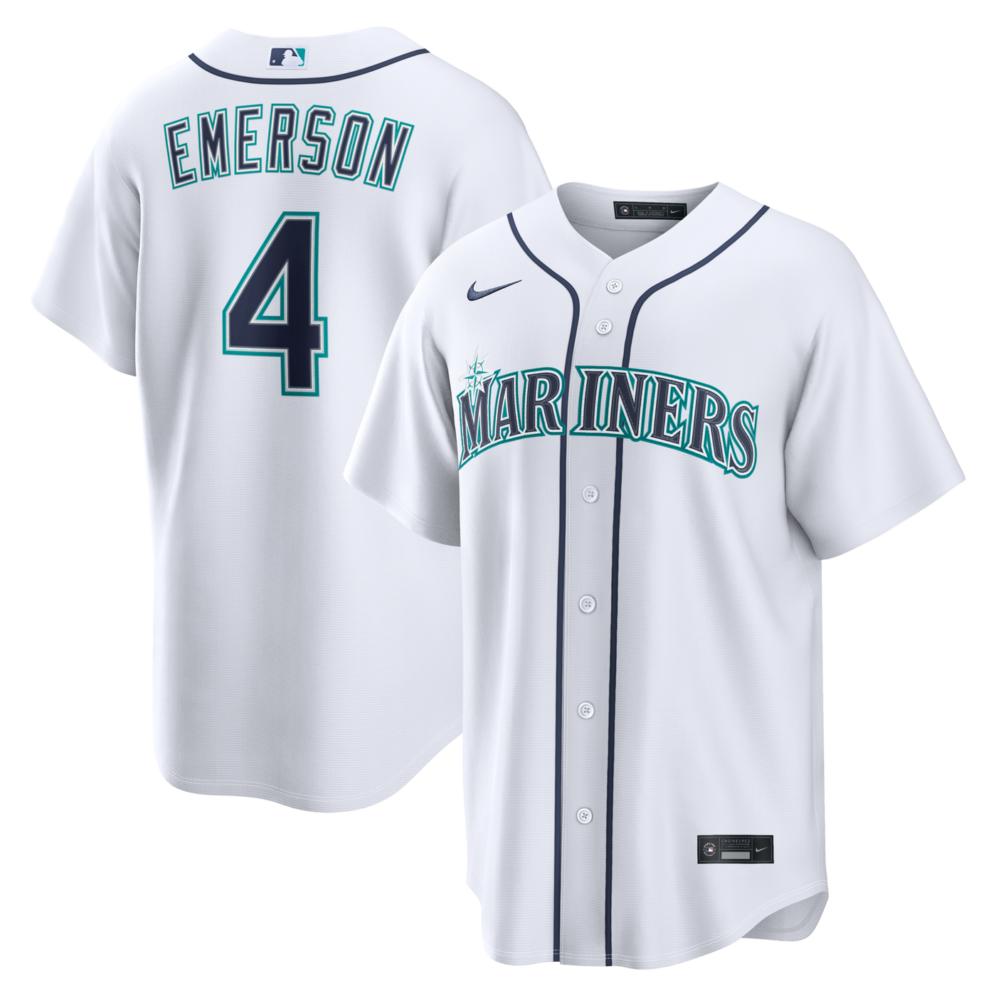 Seattle Mariners Colt Emerson Nike White Home Replica Jersey