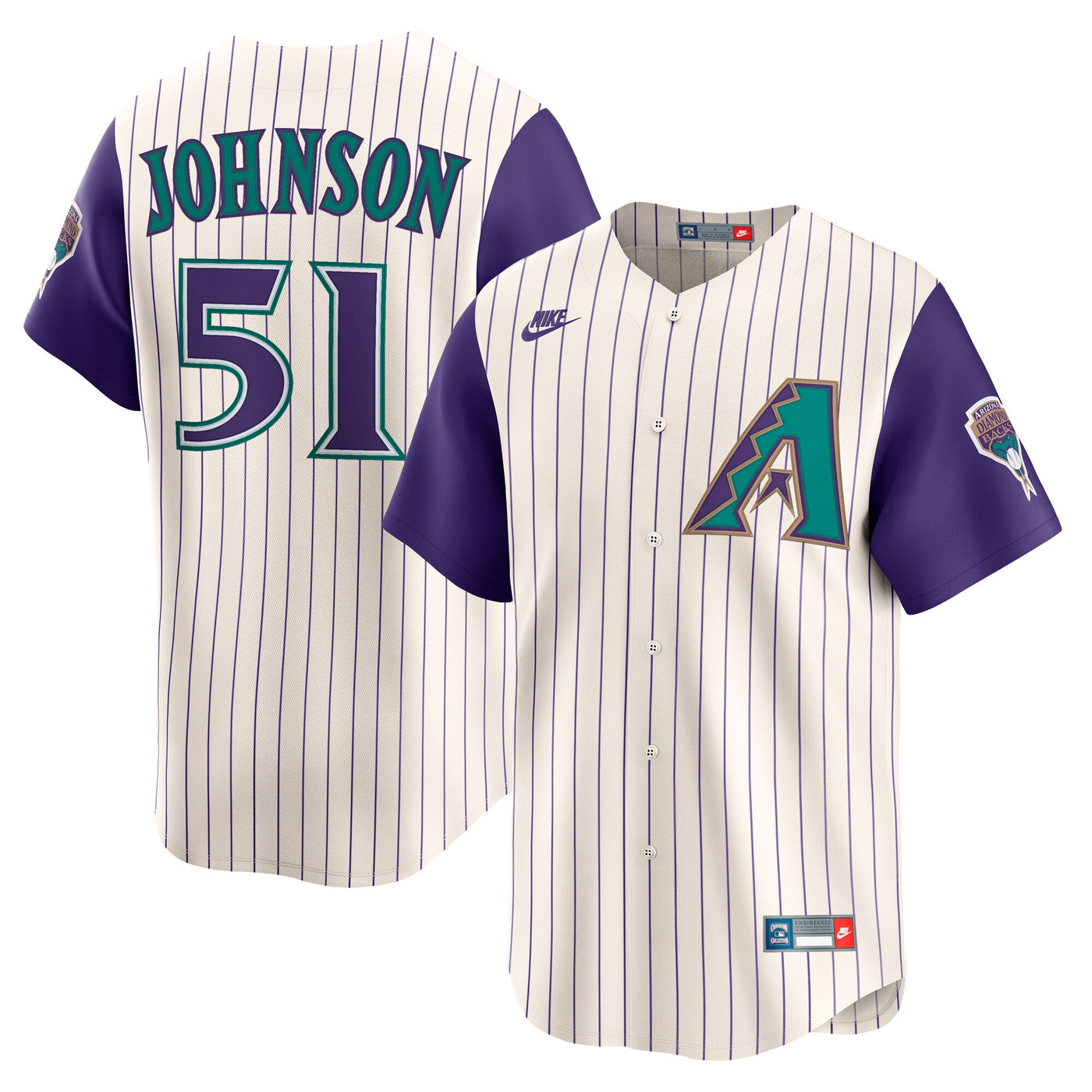 Arizona Diamondbacks Randy Johnson Nike Cream Throwback Cooperstown Collection Limited Jersey