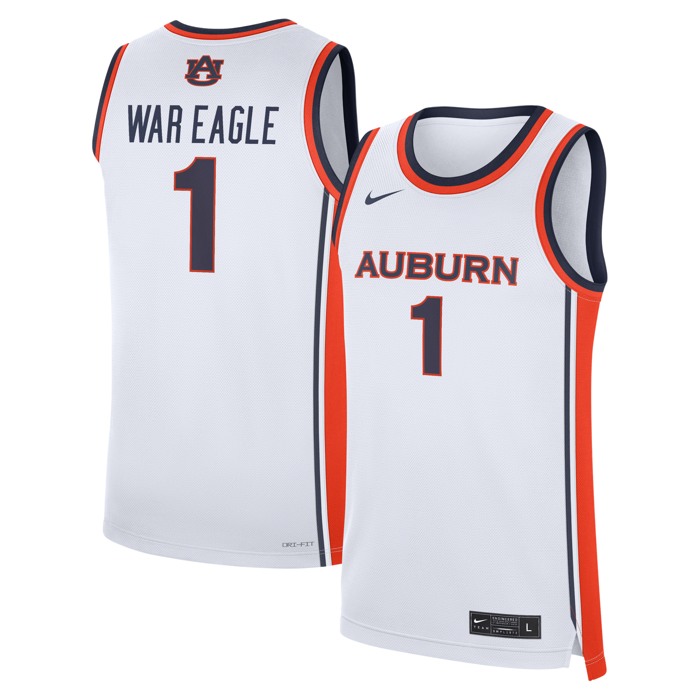 Nike White Auburn Tigers #1 Home War Eagle Replica Basketball Jersey