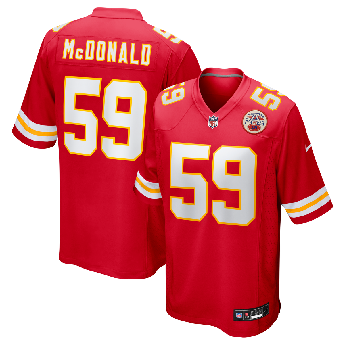Kansas City Chiefs Cooper McDonald Red Team Game Jersey