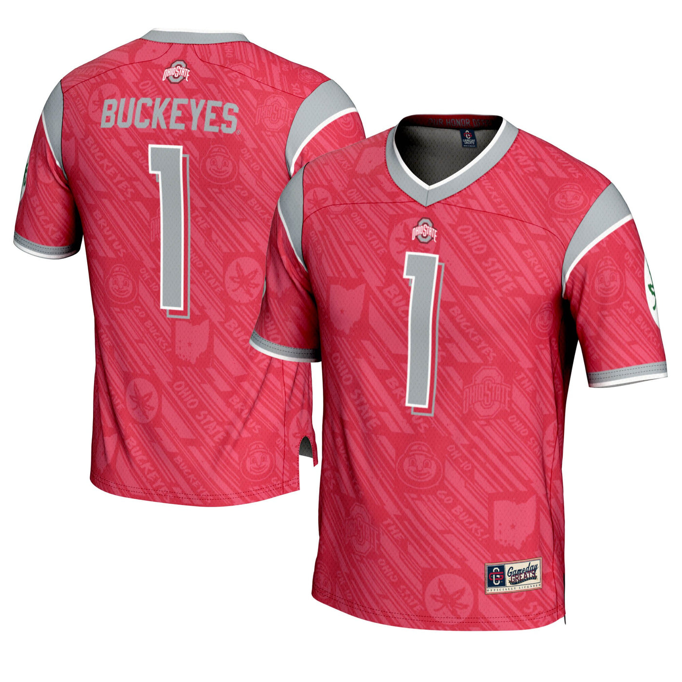 GameDay Greats #1 Scarlet Ohio State Buckeyes Highlight Print Football Fashion Jersey