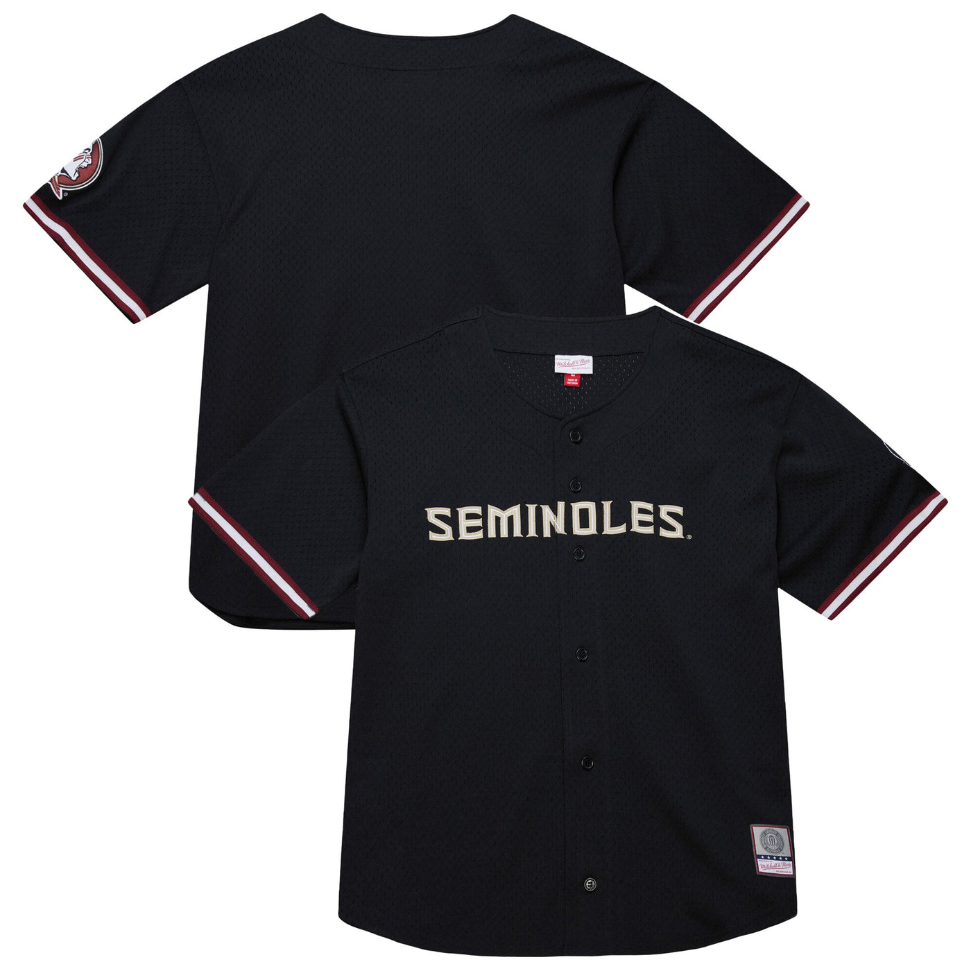 Mitchell & Ness Black Florida State Seminoles On The Clock Full-Button Fashion Jersey