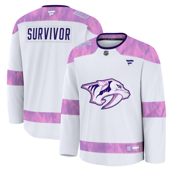 Nashville Predators Fanatics White Hockey Fights Cancer Survivor Practice Jersey
