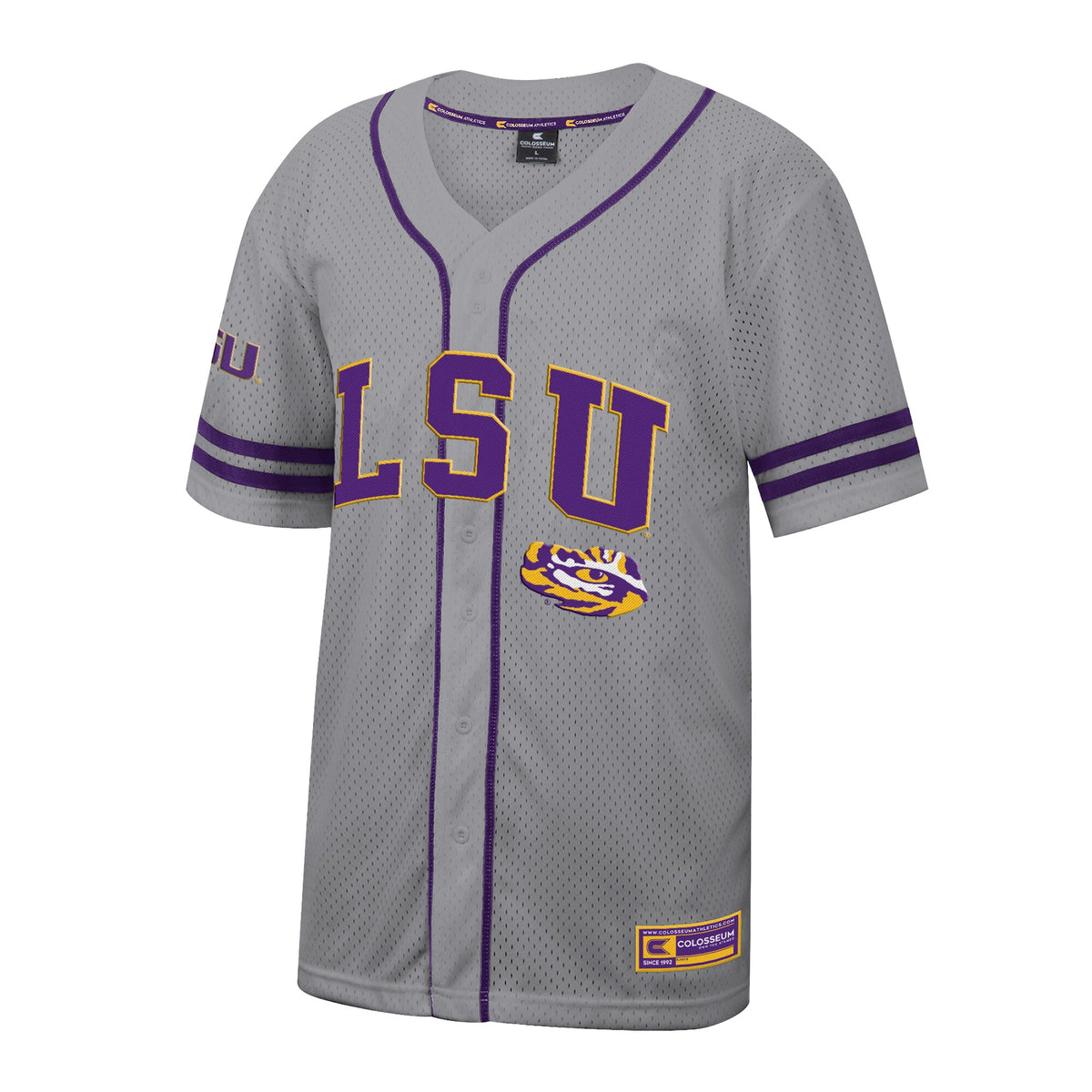 LSU Tigers Colosseum Free Spirited Baseball Jersey - Gray