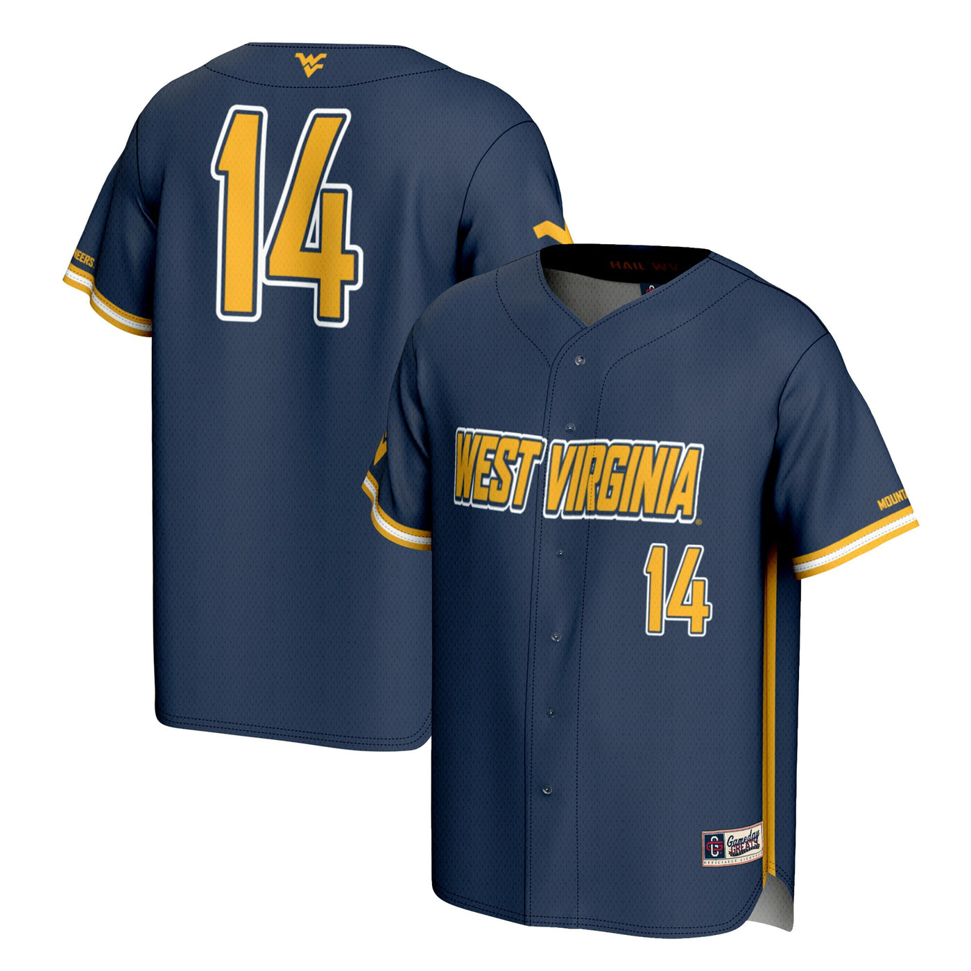 GameDay Greats #14 Navy West Virginia Mountaineers Lightweight Baseball Fashion Jersey