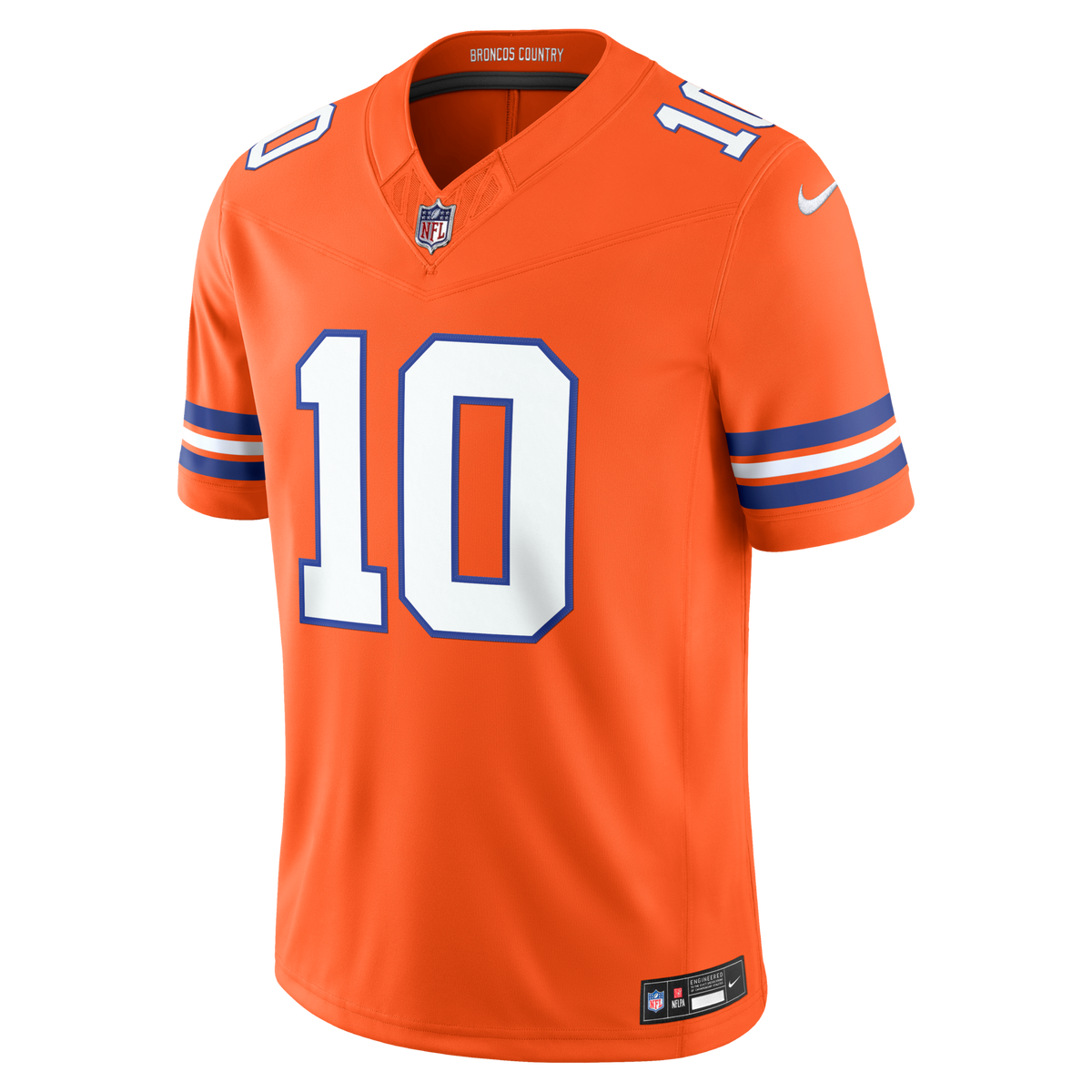 Denver Broncos Bo Nix Orange Alternate Mile High Collection 1977 Throwback Vapor F.U.S.E. Stitched Limited Jersey