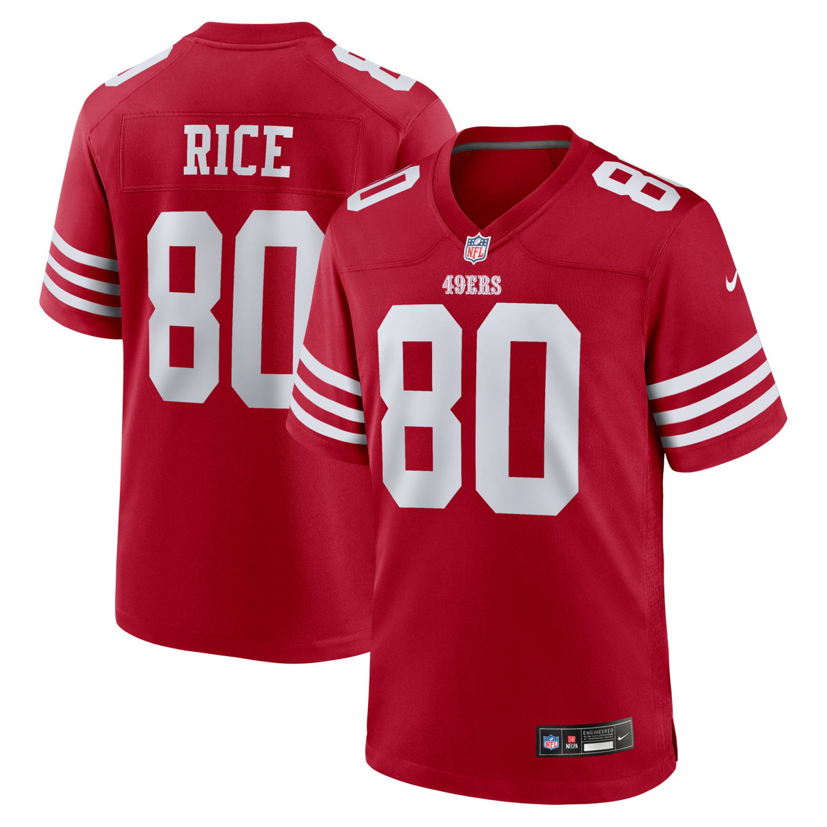 San Francisco 49ers Jerry Rice Scarlet Retired Team Player Game Jersey