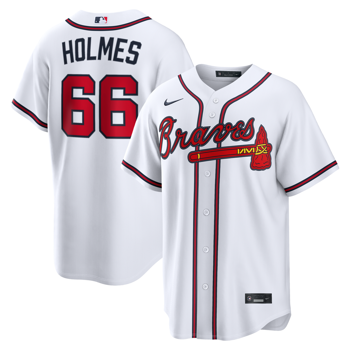 Atlanta Braves Grant Holmes White Home Replica Jersey