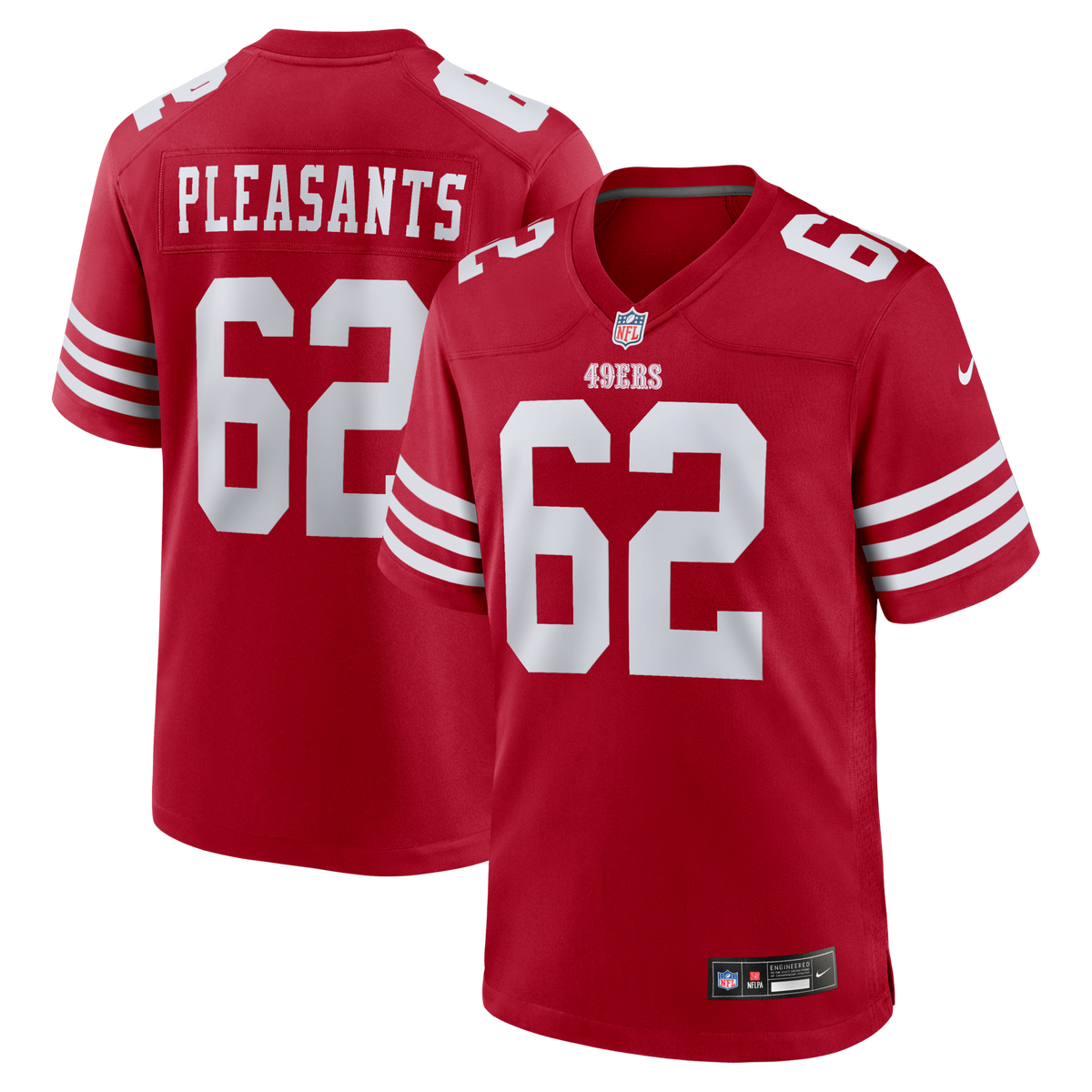 San Francisco 49ers Austen Pleasants Scarlet Team Game Jersey
