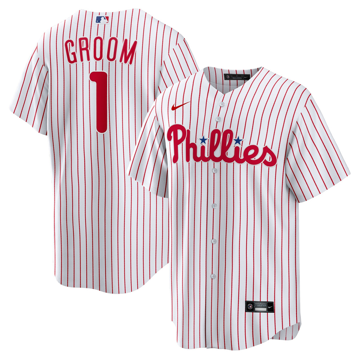 Philadelphia Phillies White #1 Groom Home Replica Jersey