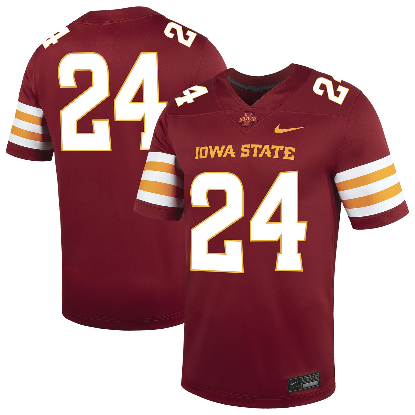 Nike #24 Cardinal Iowa State Cyclones Game Football Jersey