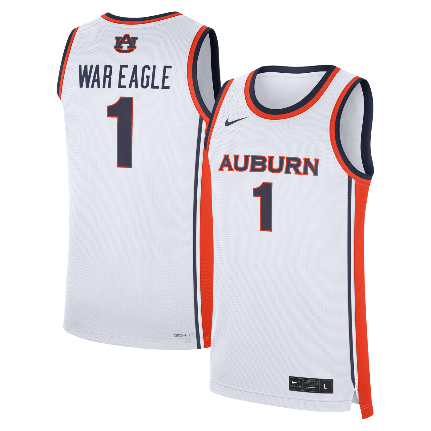 Nike White Auburn Tigers #1 Home War Eagle Replica Basketball Jersey