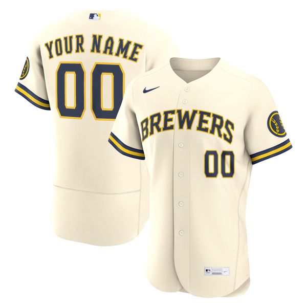 Milwaukee Brewers Cream Home Authentic Custom Jersey