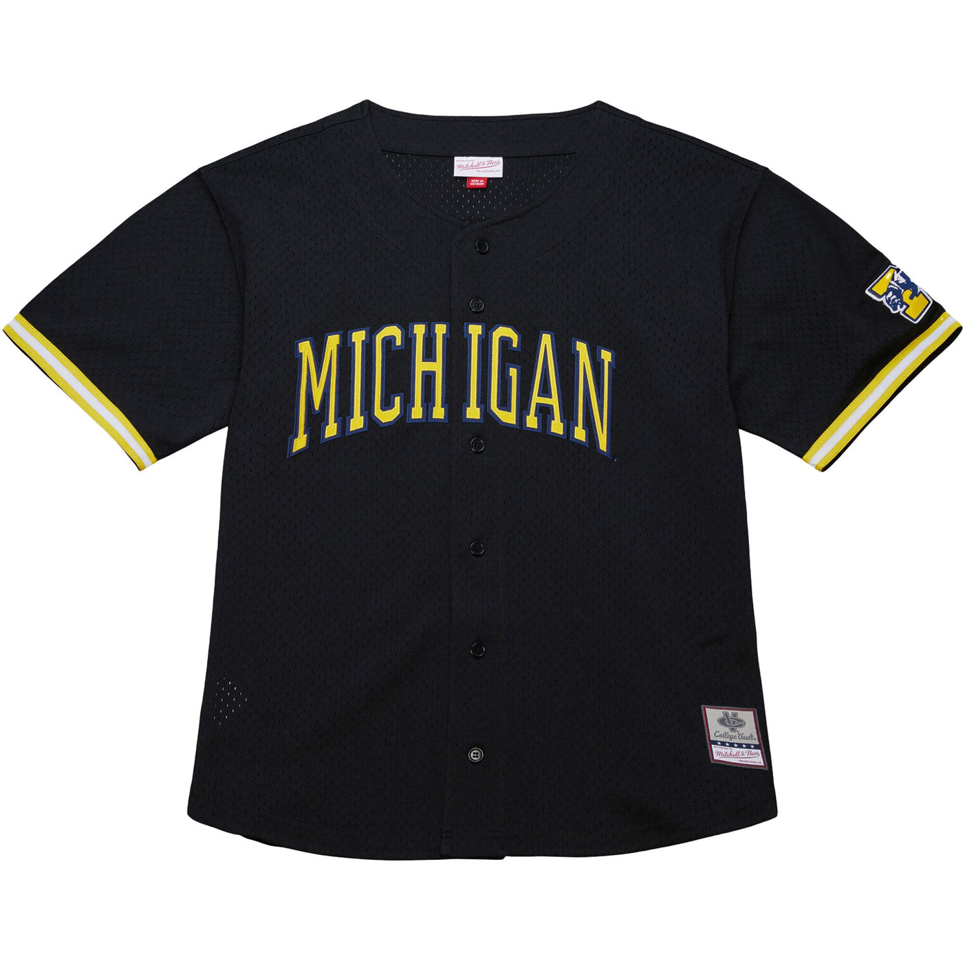 Mitchell & Ness Black Michigan Wolverines On The Clock Full-Button Fashion Jersey