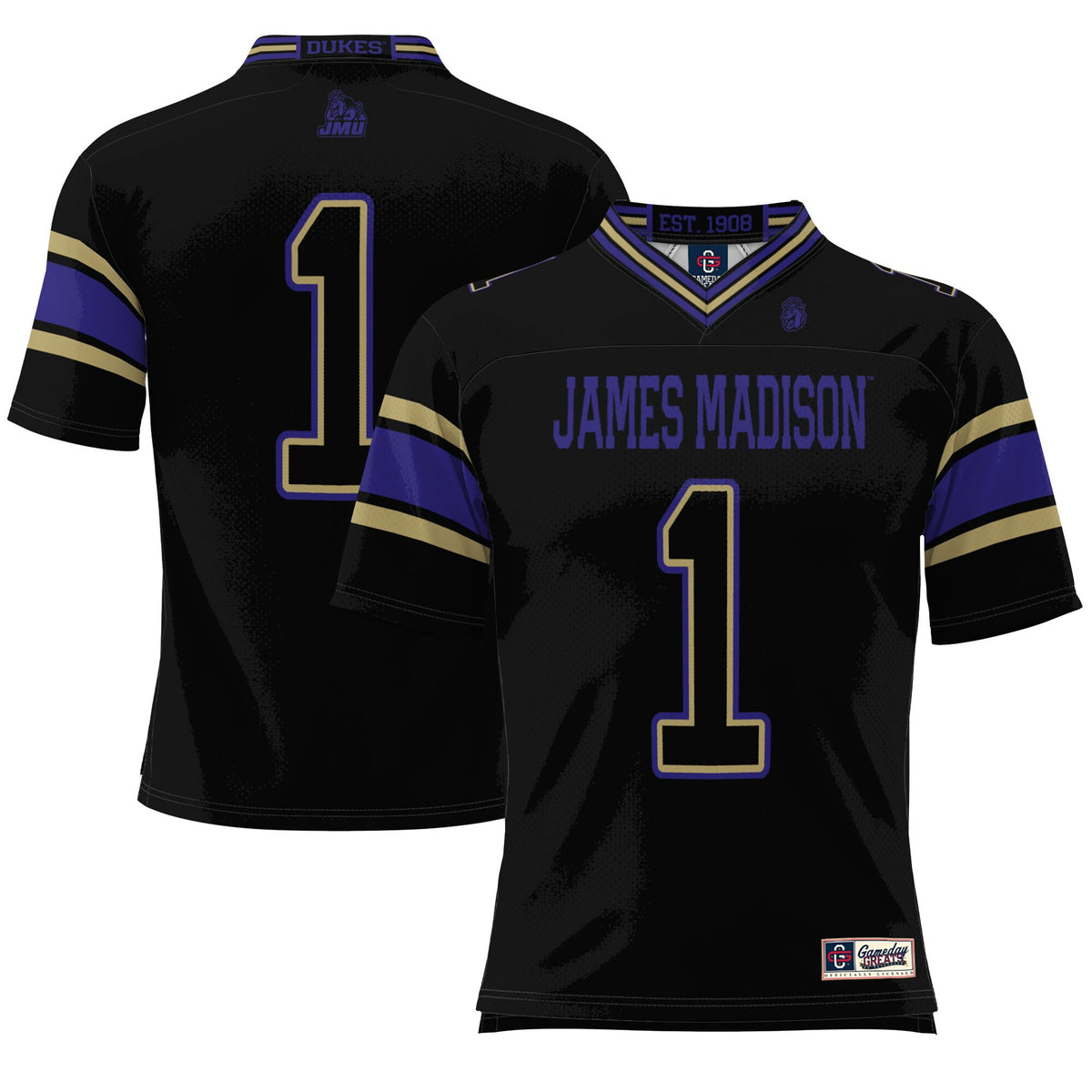 #1 James Madison Dukes GameDay Greats Endzone Football Jersey - Black