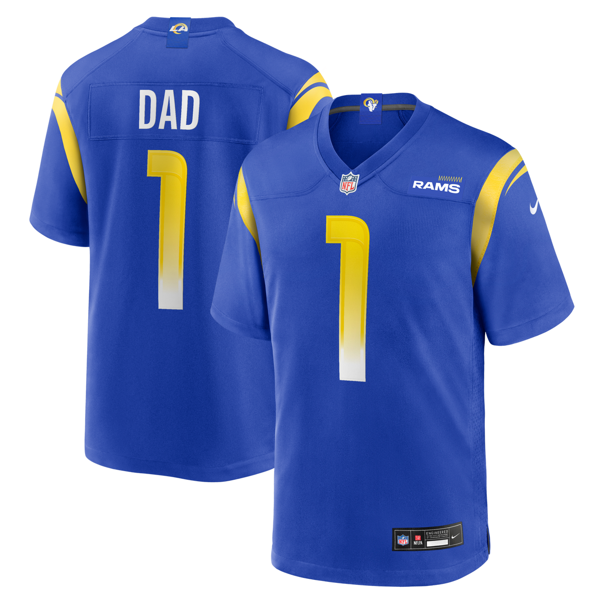 Los Angeles Rams Number 1 Dad Royal Game Jersey