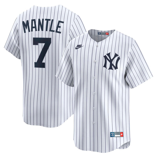 New York Yankees Mickey Mantle White Throwback Cooperstown Collection Limited Jersey