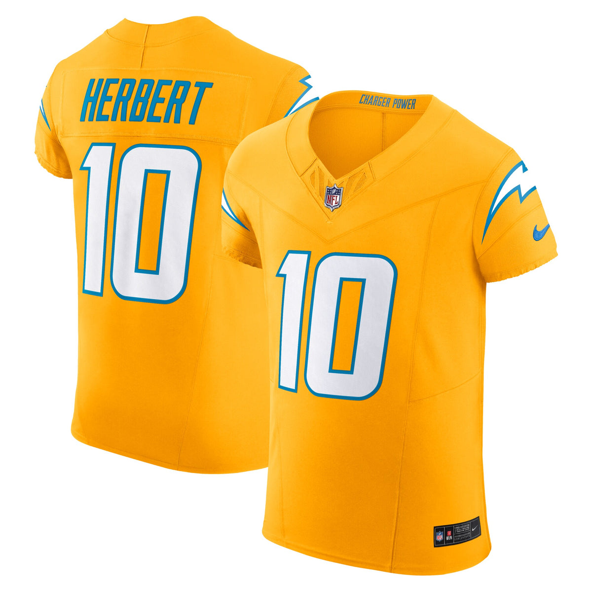 Los Angeles Chargers Justin Herbert Gold Alternate Vapor F.U.S.E. Elite Jersey