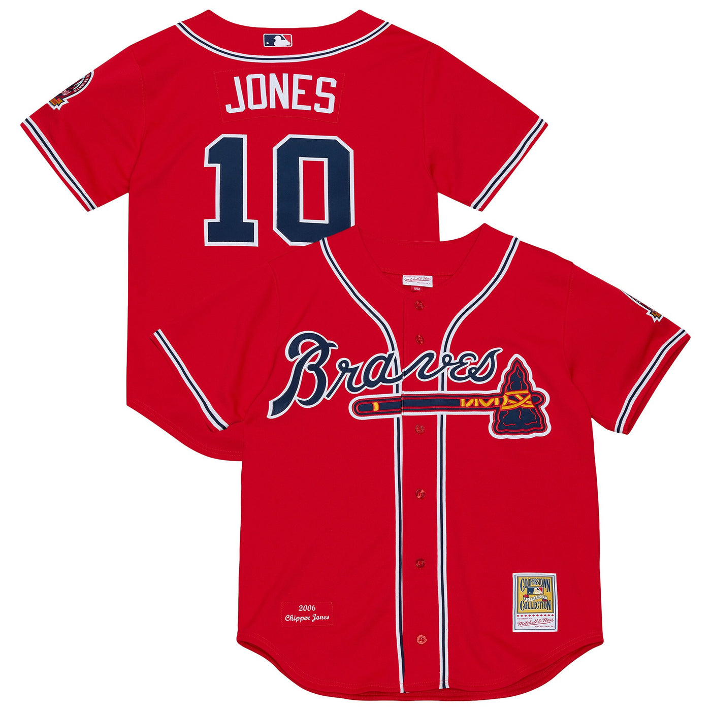 Atlanta Braves Chipper Jones Mitchell & Ness Red 2006 Cooperstown Collection Authentic Jersey
