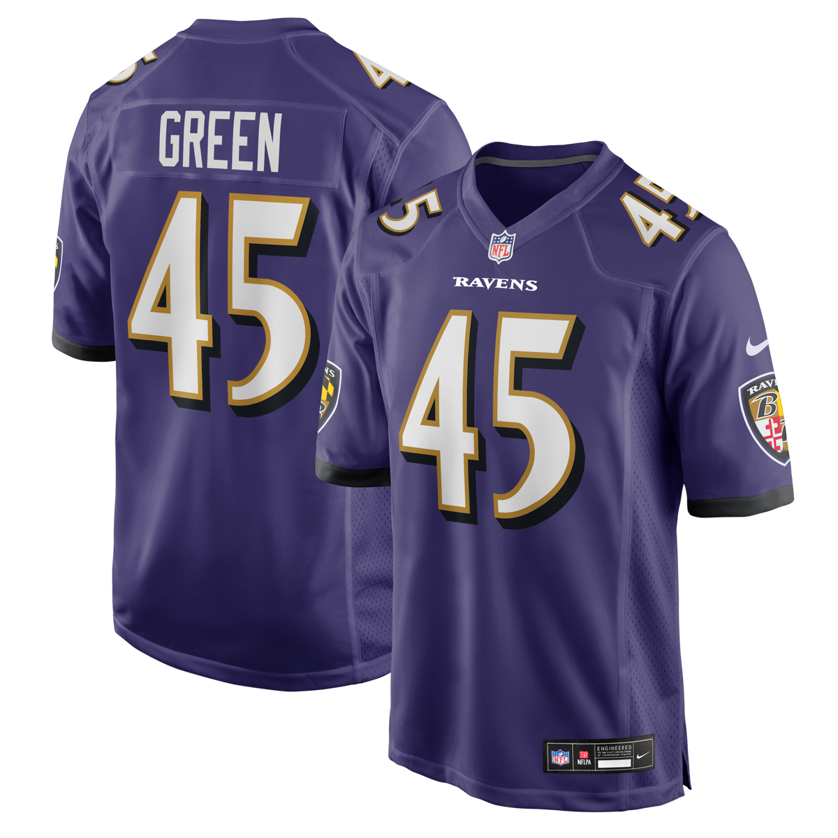 Baltimore Ravens Mike Green Purple Team Game Jersey