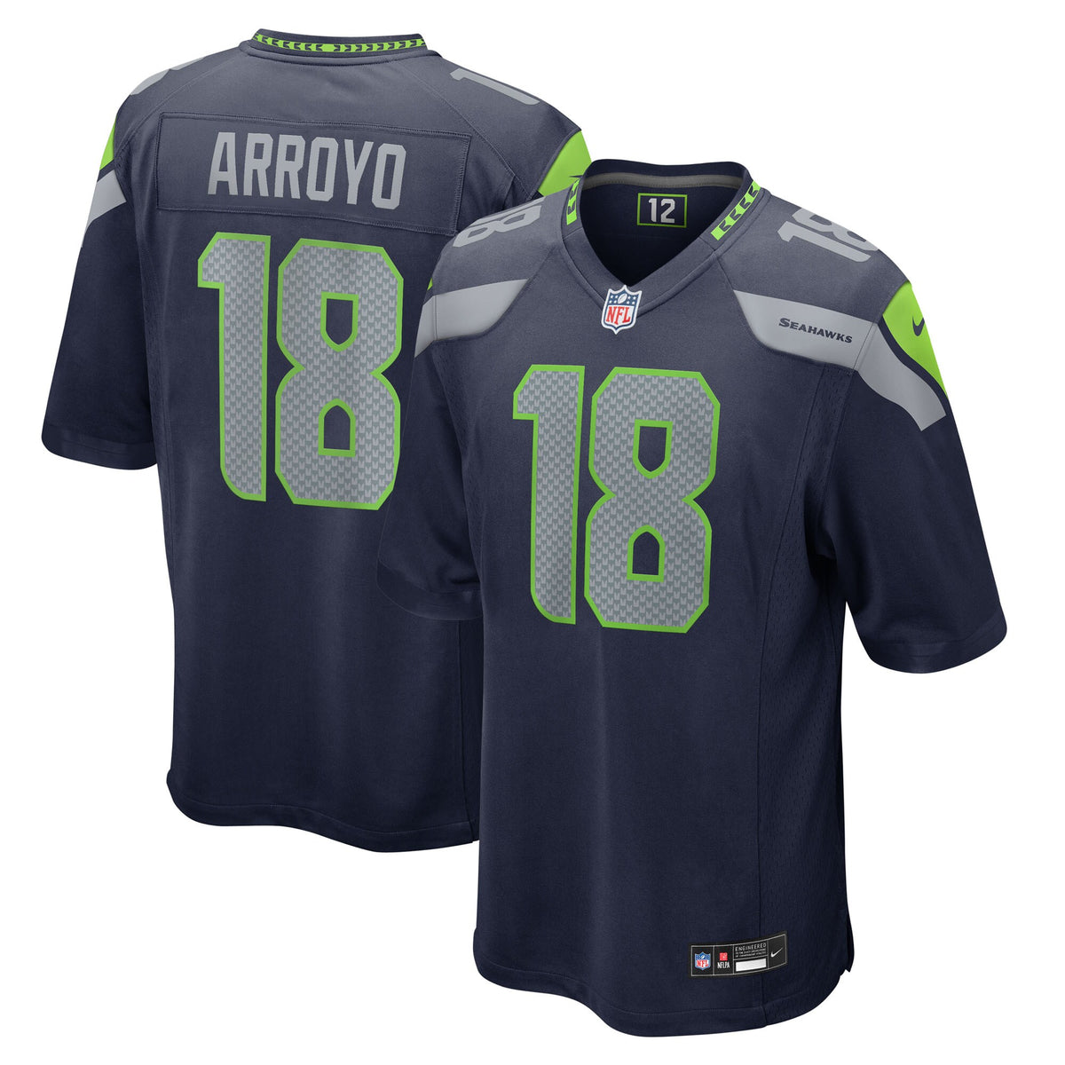 Seattle Seahawks Elijah Arroyo College Navy Team Game Jersey