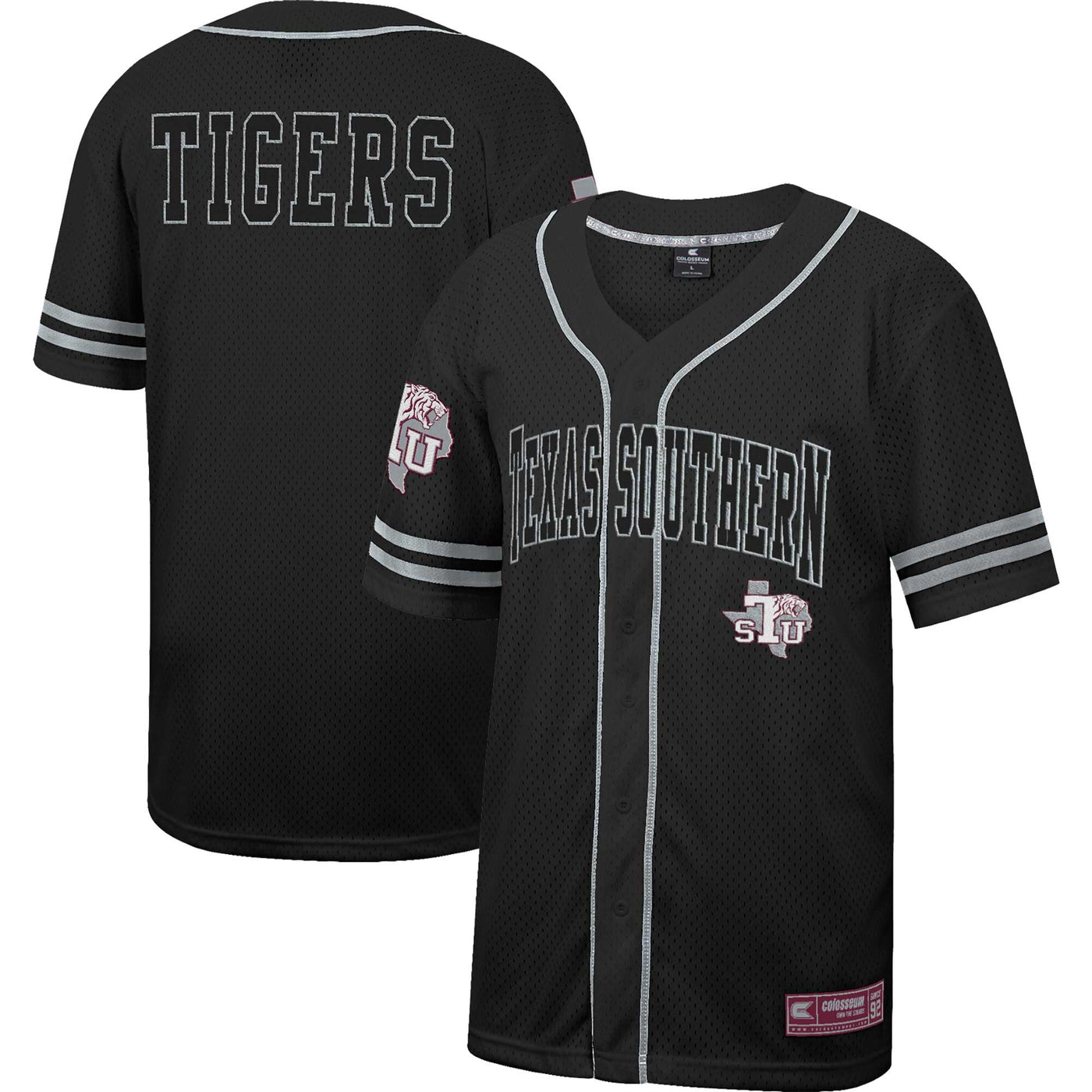 Colosseum Black Texas Southern Tigers Free Spirited Mesh Button-Up Baseball Jersey