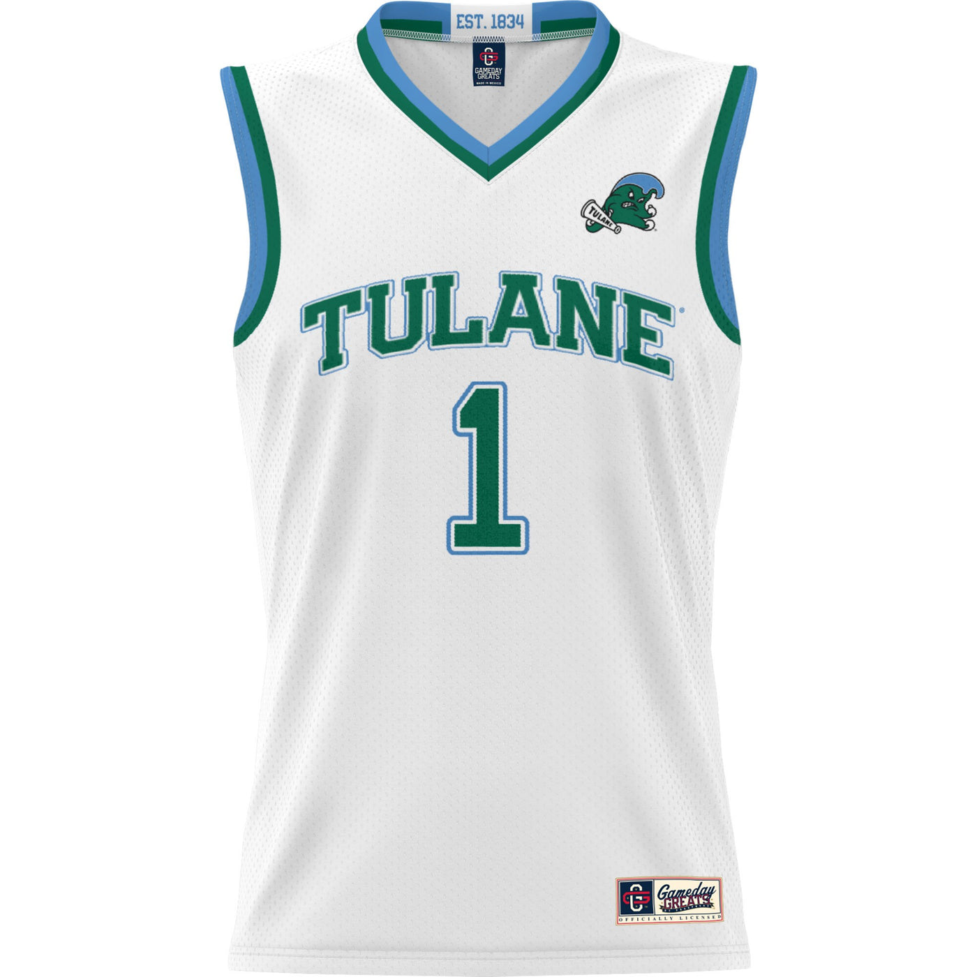 Male GameDay Greats #1 White Tulane Green Wave Lightweight Basketball Jersey