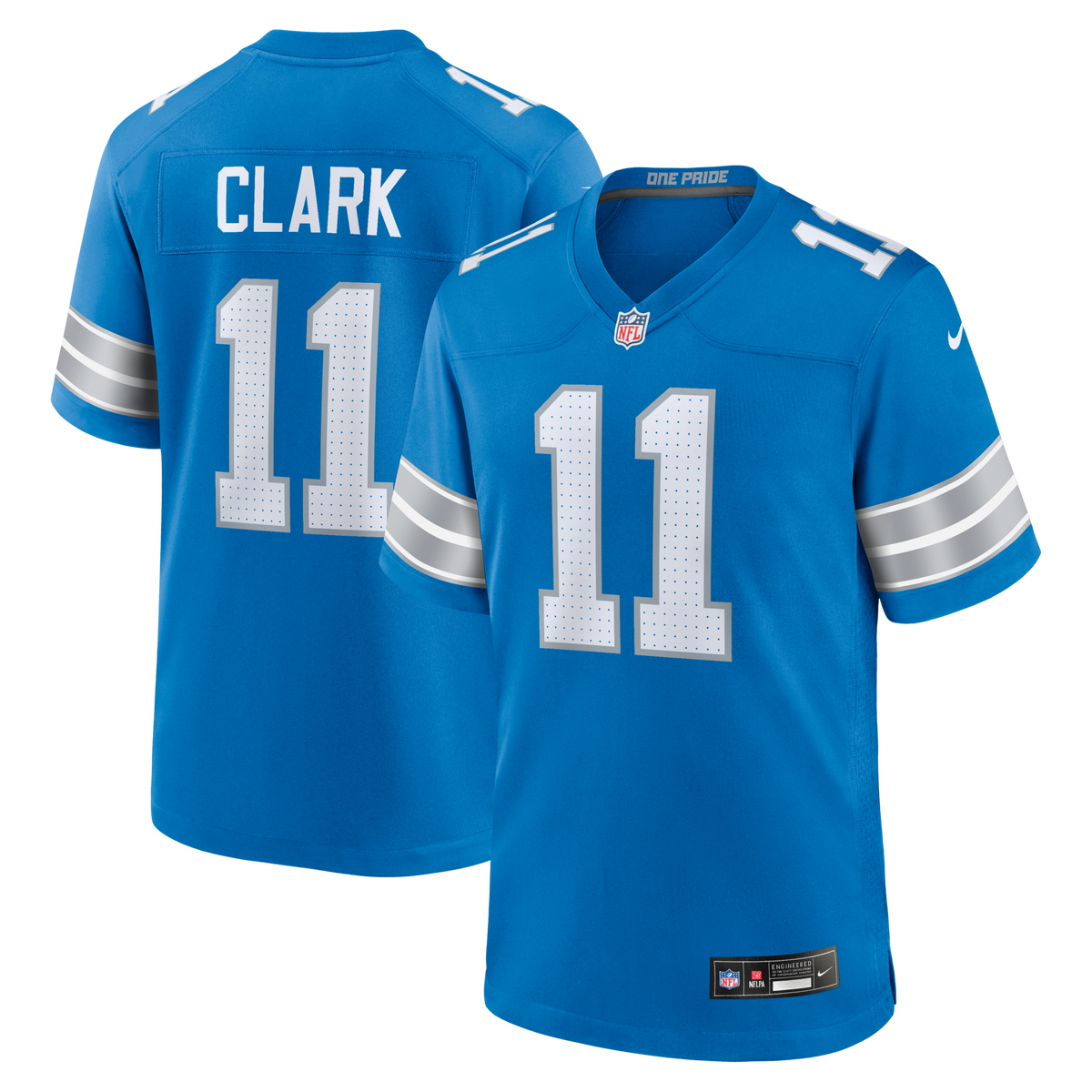 Detroit Lions Damone Clark Blue Team Game Jersey