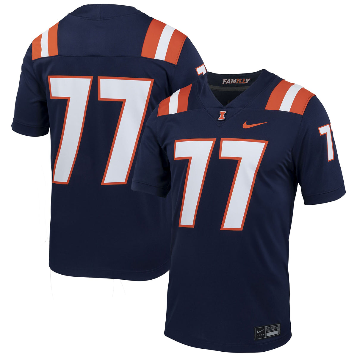 #77 Illinois Fighting Illini Untouchable Football Jersey – Navy