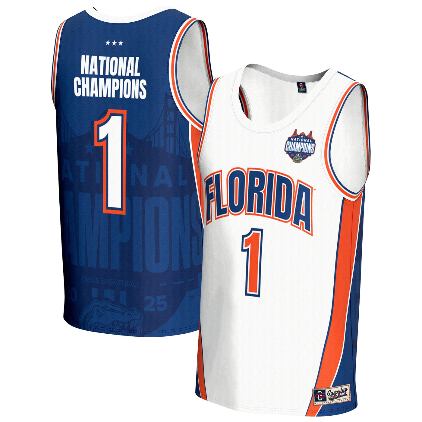 GameDay Greats White Florida Gators 2025 NCAA Basketball National Champions Commemorative Fashion Jersey