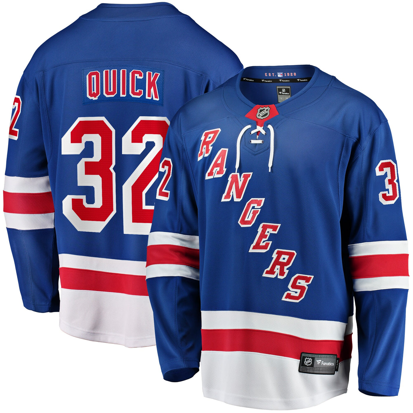 New York Rangers Jonathan Quick Fanatics Blue Home Breakaway Jersey