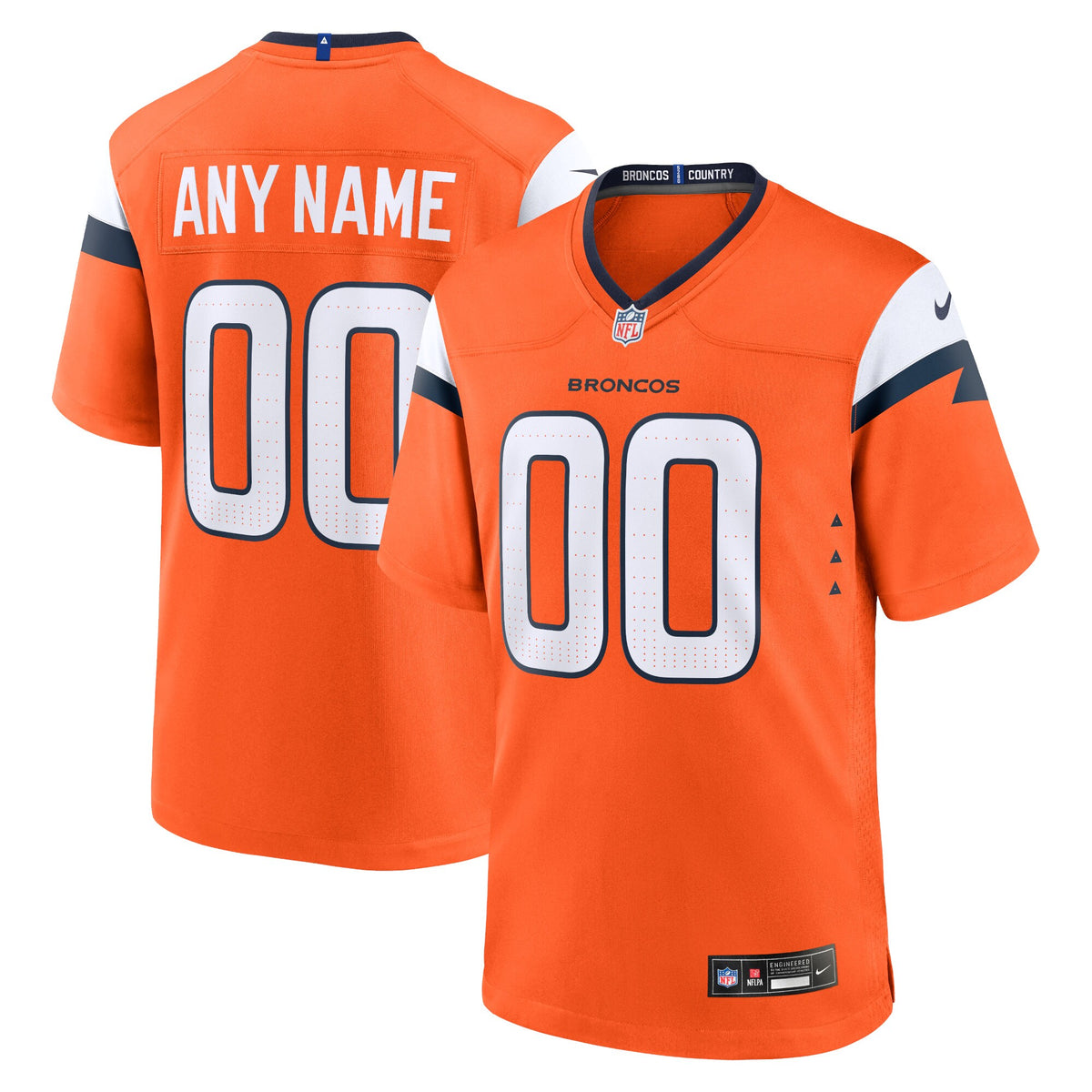 Denver Broncos Orange Team Custom Game Jersey