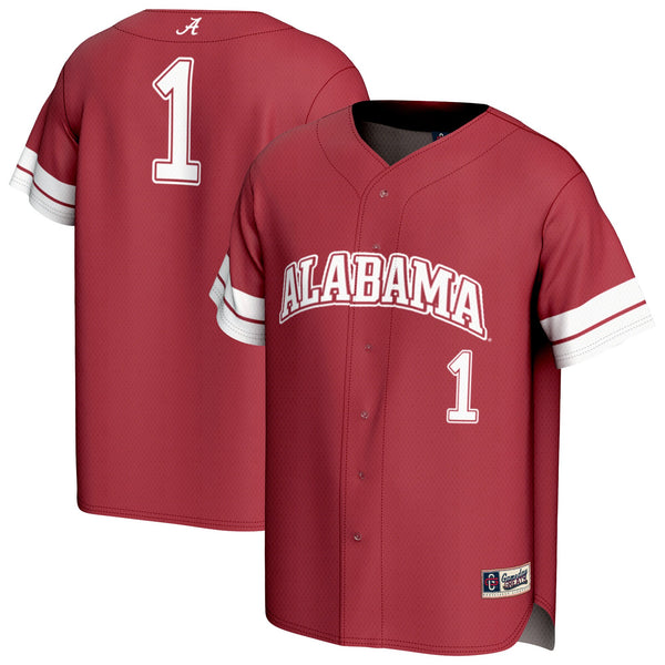 GameDay Greats #1 Crimson Alabama Crimson Tide Lightweight Collegiate Baseball Fashion Jersey
