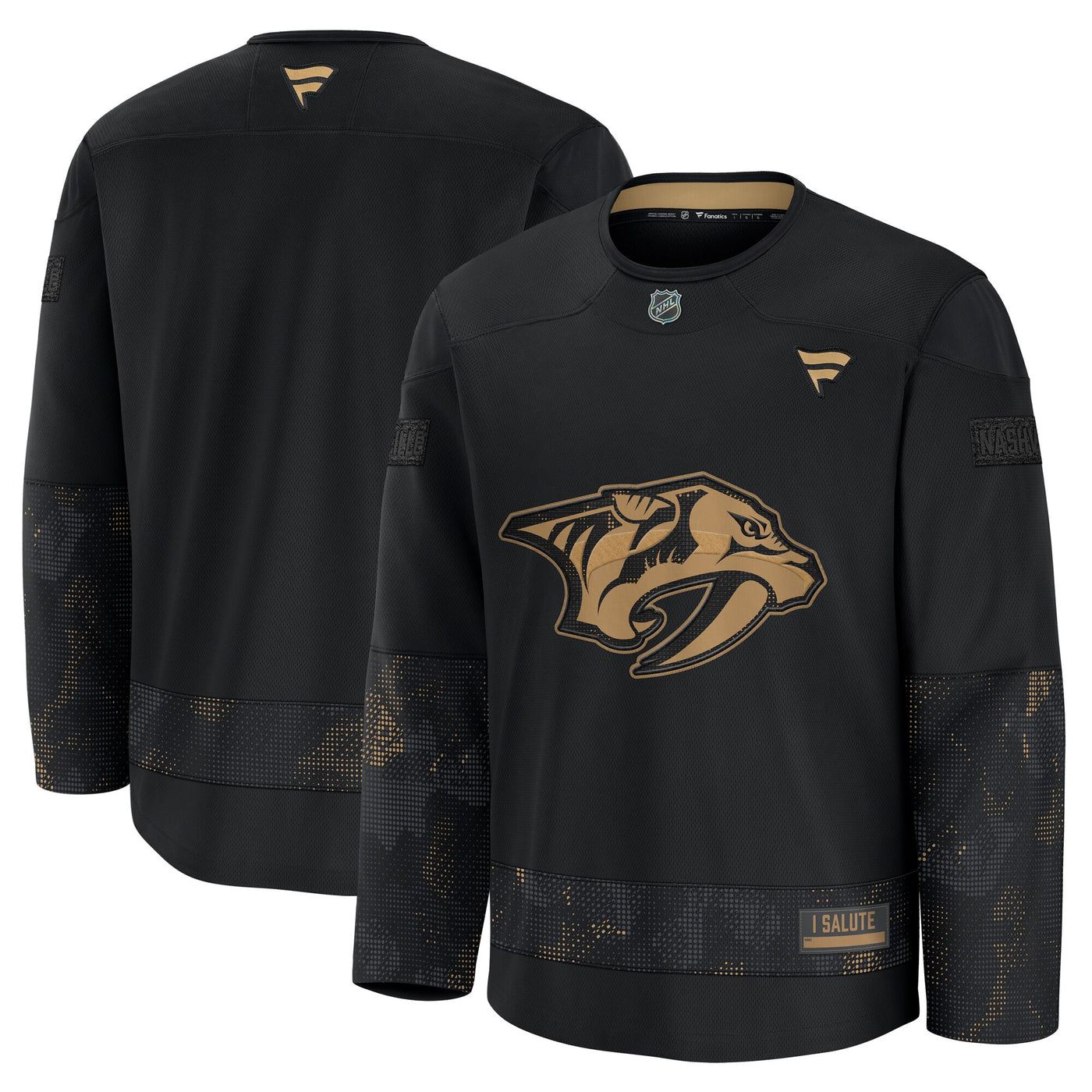 Nashville Predators Fanatics Black 2024 Military Appreciation Practice Jersey