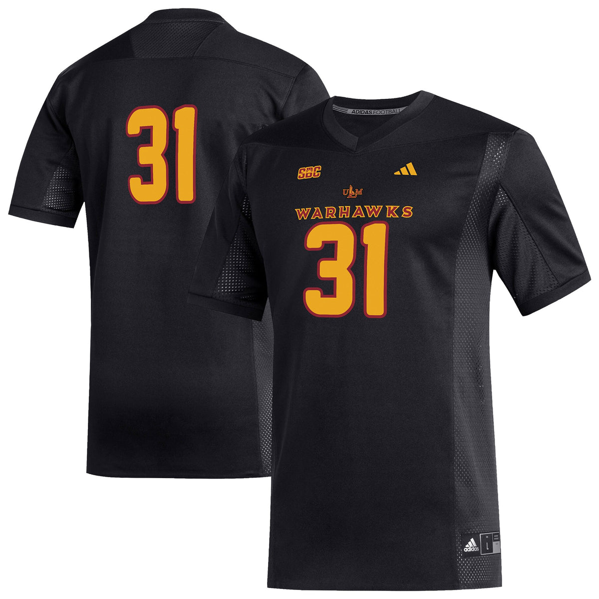 #31 ULM Warhawks Replica Football Jersey - Black