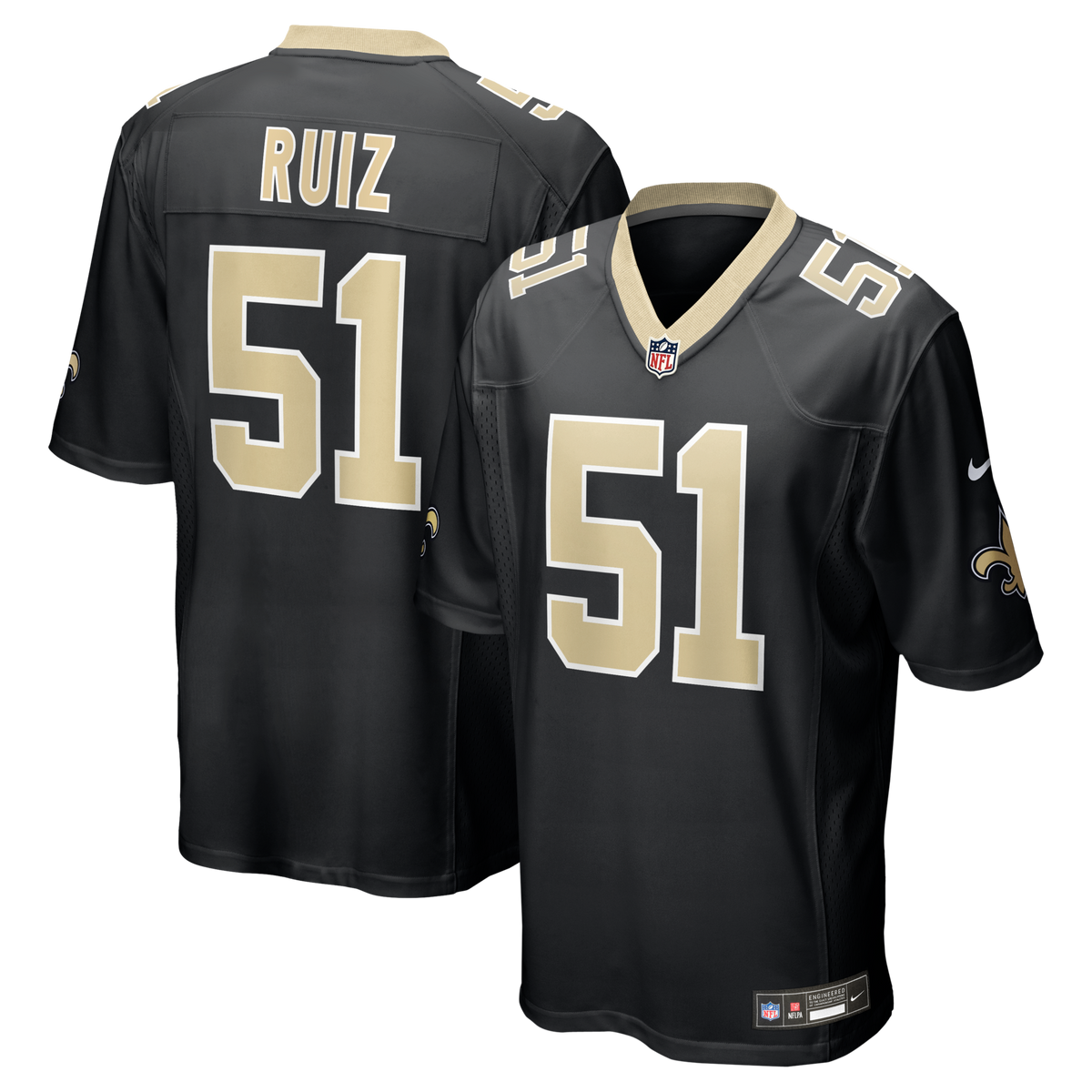 New Orleans Saints Cesar Ruiz Black Player Game Jersey